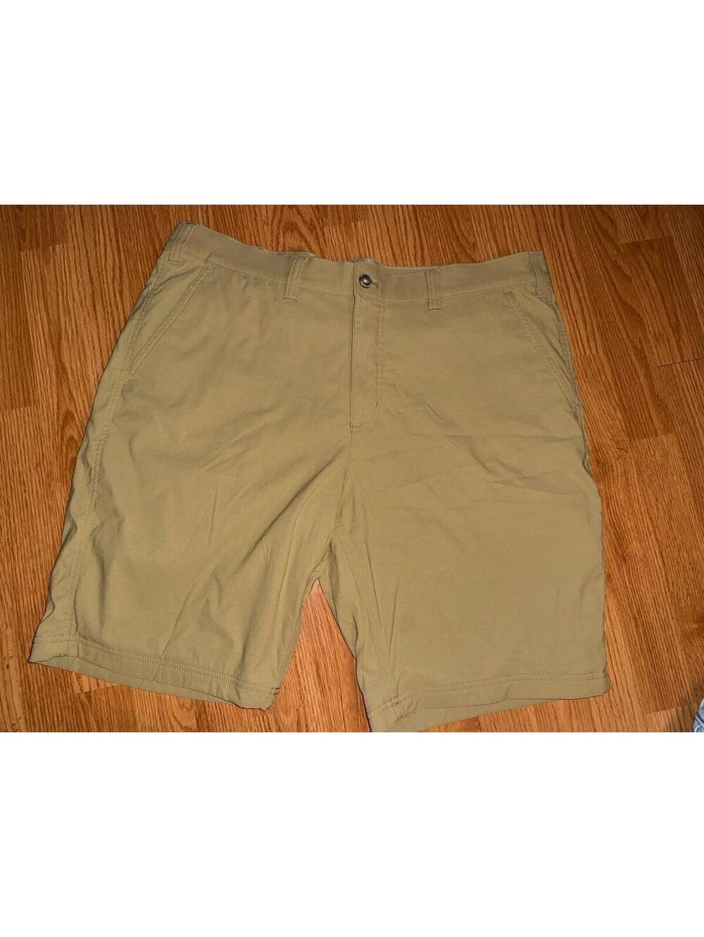 Eddie Bauer men’s travex fleece lined shorts beige brown sz 38 outdoor active